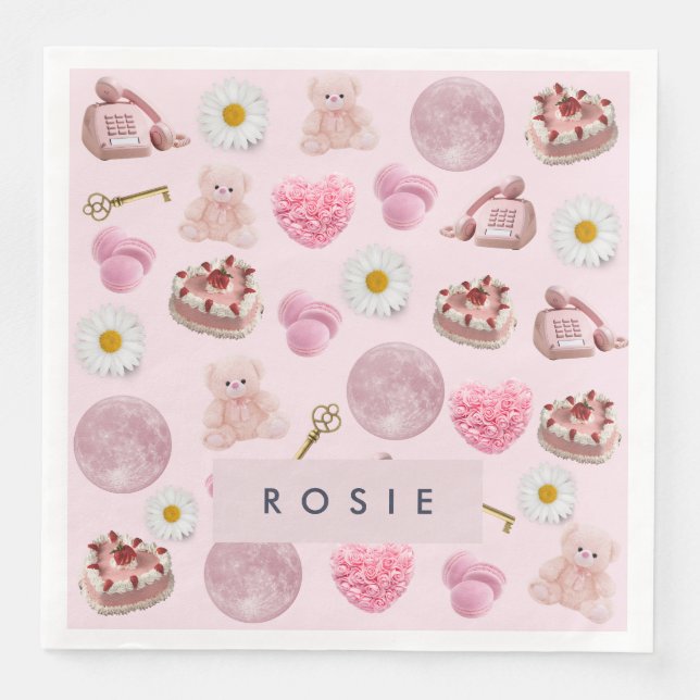 Monogram Personalized Coquette Vintage Seashell Napkin (Front)