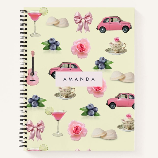 Monogram Personalized Coquette Vintage Seashell Notebook (Front)