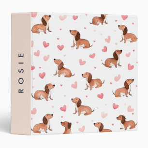 Monogram Personalized Cute Dachshund Dog Binder