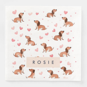 Monogram Personalized Cute Dachshund Dog Napkin