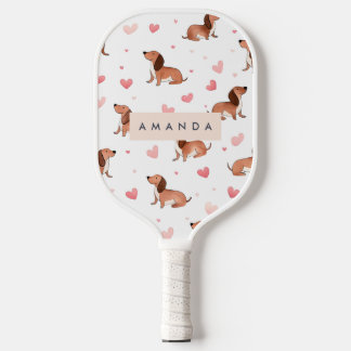 Monogram Personalized Cute Dachshund Dog Pickleball Paddle