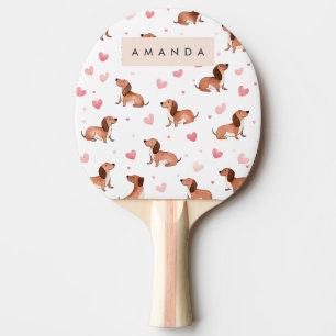 Monogram Personalized Cute Dachshund Dog Ping Pong Paddle
