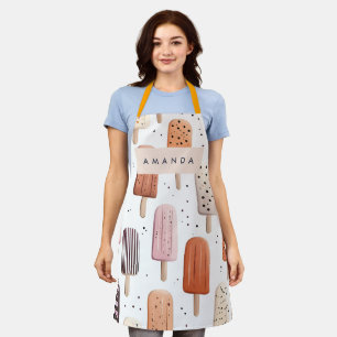 Monogram Personalized Cute Popsicle Pattern  Apron