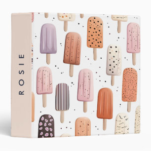 Monogram Personalized Cute Popsicle Pattern  Binder