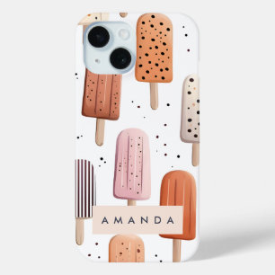 Monogram Personalized Cute Popsicle Pattern  iPhone 15 Case