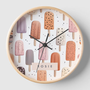 Monogram Personalized Cute Popsicle Pattern  Clock