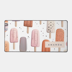 Monogram Personalized Cute Popsicle Pattern Desk Mat