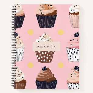 Monogram Personalized Cute Sweet Cupcake Notebook