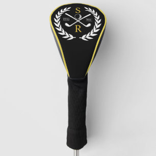 Monogram Personalized Elegant Golf Gold Wreath  Golf Head Cover