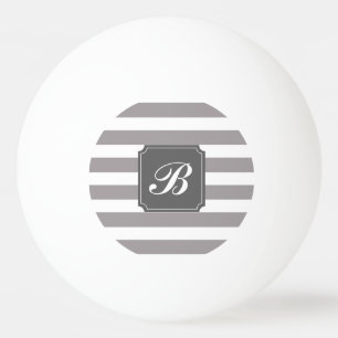 Monogram Personalized Grey Stripe Ping Pong Ball