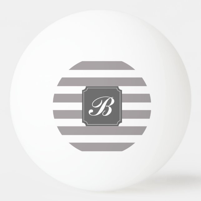 Monogram Personalized Grey Stripe Ping Pong Ball (Front)