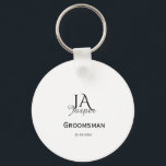 Monogram personalized groomsman best man name date keychain<br><div class="desc">design</div>