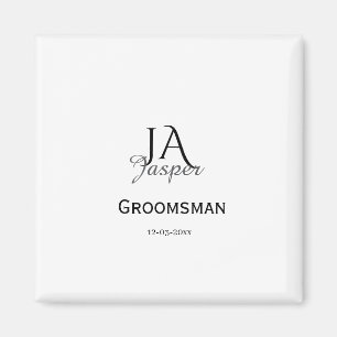 Monogram personalized groomsman best man name date magnet