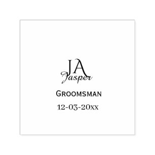 Monogram personalized groomsman best man name date self-inking stamp