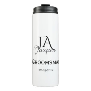 Monogram personalized groomsman best man name date thermal tumbler