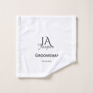 Monogram personalized groomsman best man name date wash cloth