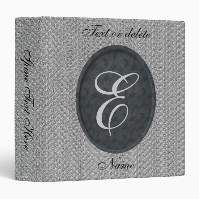 Monogram Personalized Initial Black  Binder (Front/Spine)