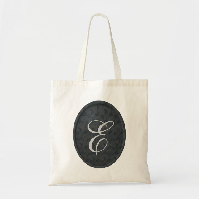 Monogram Personalized Initial Elegant Black  Tote Bag (Front)
