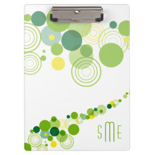 Monogram Personalized Modern Green Circle Pattern Clipboard