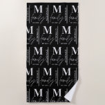 Monogram personalized modern minimal black family beach towel<br><div class="desc">Modern monogram family black and white stylish elegant matching family gift. Ideal for family reunions,  vacations,  birthday and Christmas parties.</div>