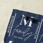 Monogram personalized modern minimal blue family beach towel<br><div class="desc">Modern monogram family navy blue stylish elegant matching family gift. Ideal for family reunions,  vacations,  birthday and Christmas parties.</div>