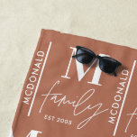 Monogram personalized modern minimal rust family beach towel<br><div class="desc">Modern monogram family terracotta rust stylish elegant matching family gift. Ideal for family reunions,  vacations,  birthday and Christmas parties.</div>