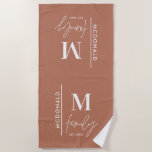 Monogram personalized modern minimal rust family beach towel<br><div class="desc">Modern monogram family terracotta rust stylish elegant matching family gift. Ideal for family reunions,  vacations,  birthday and Christmas parties.</div>