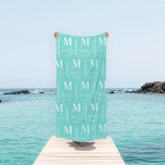Monogram personalized modern turquoise family beach towel<br><div class="desc">Modern monogram family bright unique turquoise stylish elegant matching family gift. Ideal for family reunions,  vacations,  birthday and Christmas parties.</div>