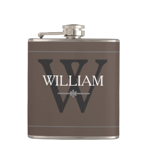 Monogram Personalized Name Classic Tan Hip Flask
