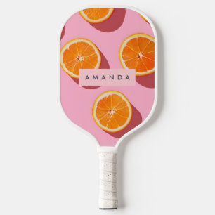 Monogram Personalized Orange Slice Pattern Pickleball Paddle