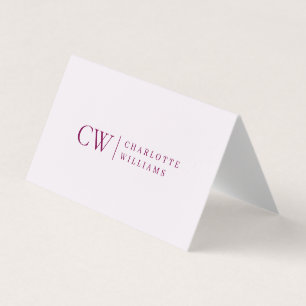 Monogram Personalized Pink Business Folded Card