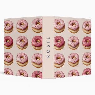 Monogram Personalized Pink Doughnut Pattern Binder