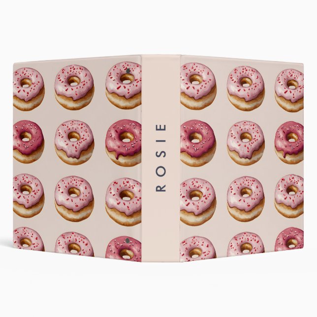 Monogram Personalized Pink Doughnut Pattern Binder (Background)