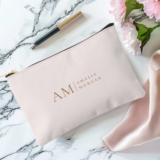 Monogram Personalized Pink Initial And Name  Accessory Pouch (Creator Uploaded)
