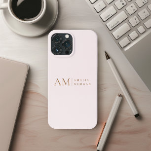 Monogram Personalized Pink Initial And Name  iPhone 13 Pro Max Case