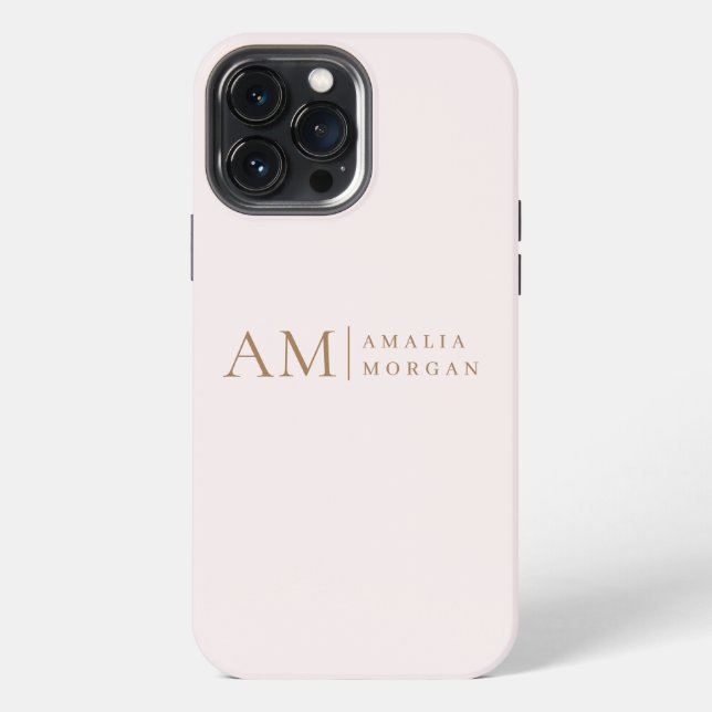 Monogram Personalized Pink Initial And Name  iPhone Case (Back)