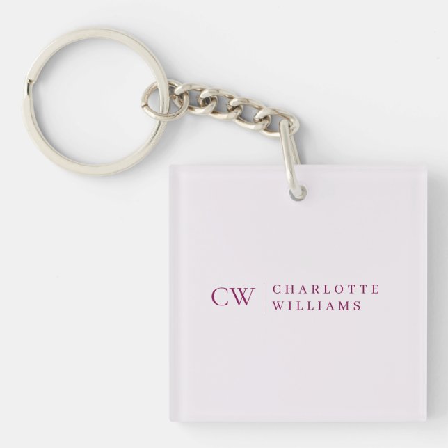 Monogram Personalized Pink Initial Keychain (Front)