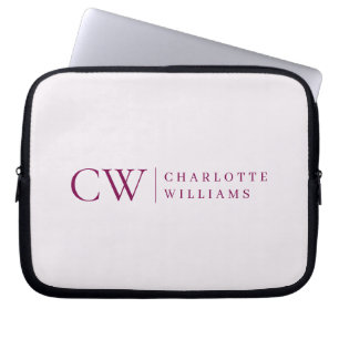 Monogram Personalized Pink Initial Laptop Sleeve