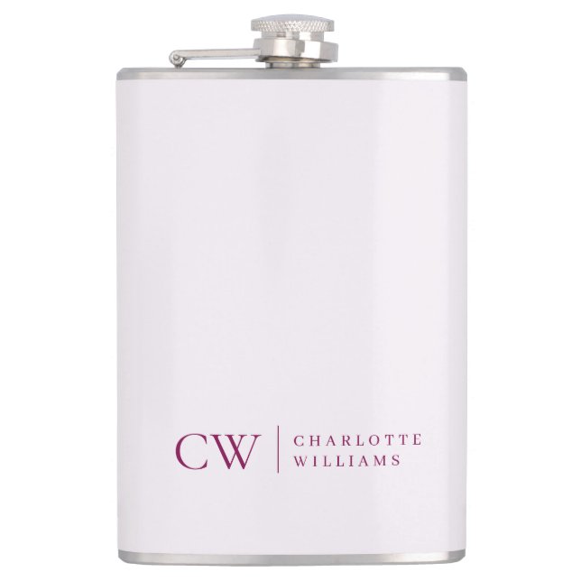Monogram Personalized Pink Initial & Name Flask (Front)