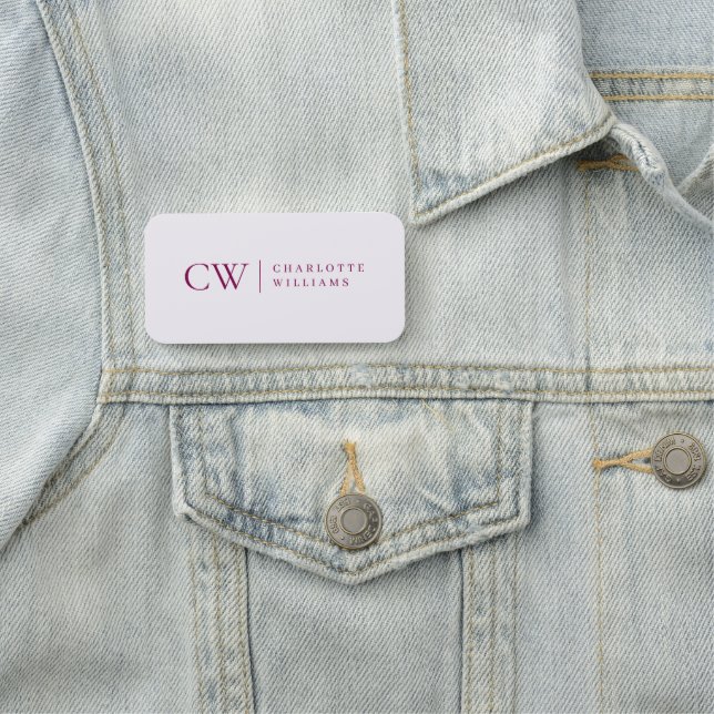 Monogram Personalized Pink Initial & Name Name Tag (In Situ)