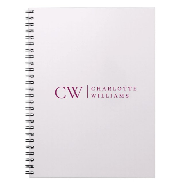 Monogram Personalized Pink Initial & Name Notebook (Front)