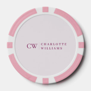 Monogram Personalized Pink Initial Poker Chip