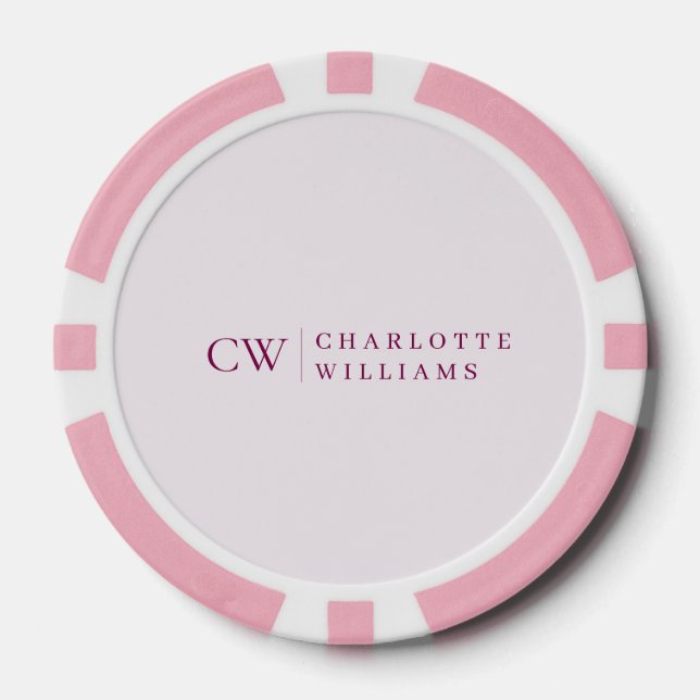 Monogram Personalized Pink Initial Poker Chip (Front)