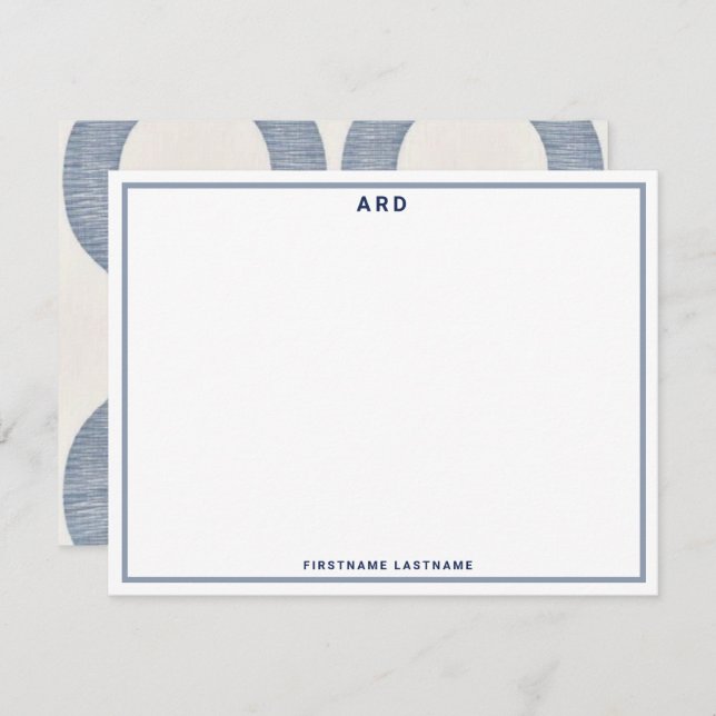 MONOGRAM PERSONALIZED PREPPY STATIONARY NOTECARD (Front/Back)
