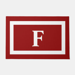 Monogram Personalized Red White Family Doormat