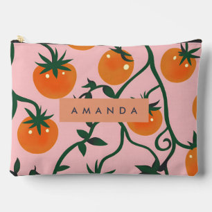 Monogram Personalized Retro Tomato Vine Pattern Accessory Pouch