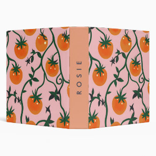 Monogram Personalized Retro Tomato Vine Pattern Binder