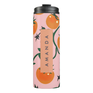 Monogram Personalized Retro Tomato Vine Pattern Thermal Tumbler