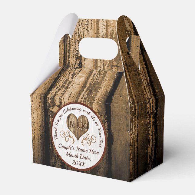 Monogram, Personalized Rustic Wedding Party Favour Favor Box (Front Side)