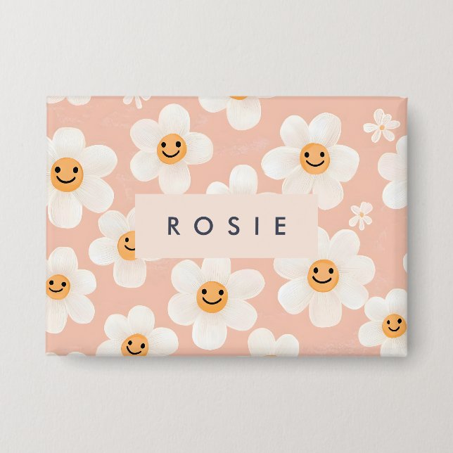 Monogram Personalized Smile Daisy Floral Pattern (Front)